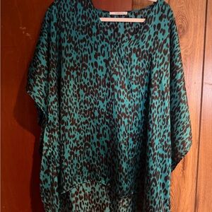 Chic Teal and Black Animal Print Tunic